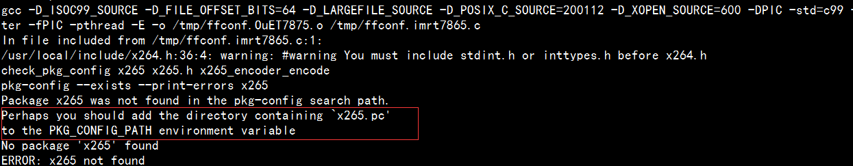 ffmpeg build enablelibx64 not found
